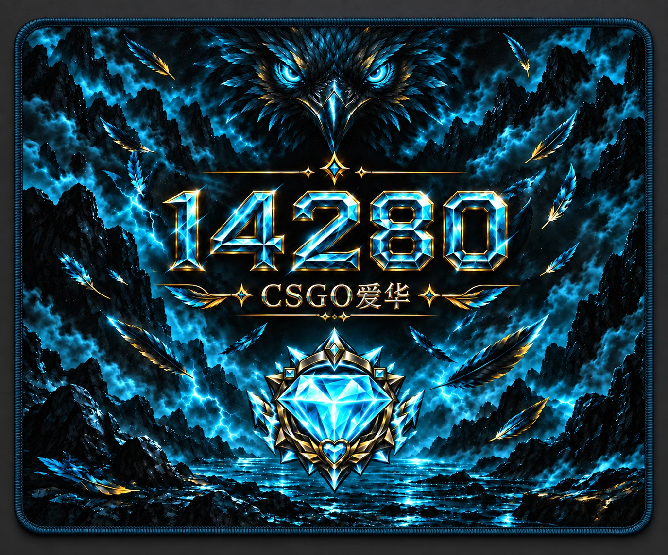 青蓝黑短款鼠标垫
